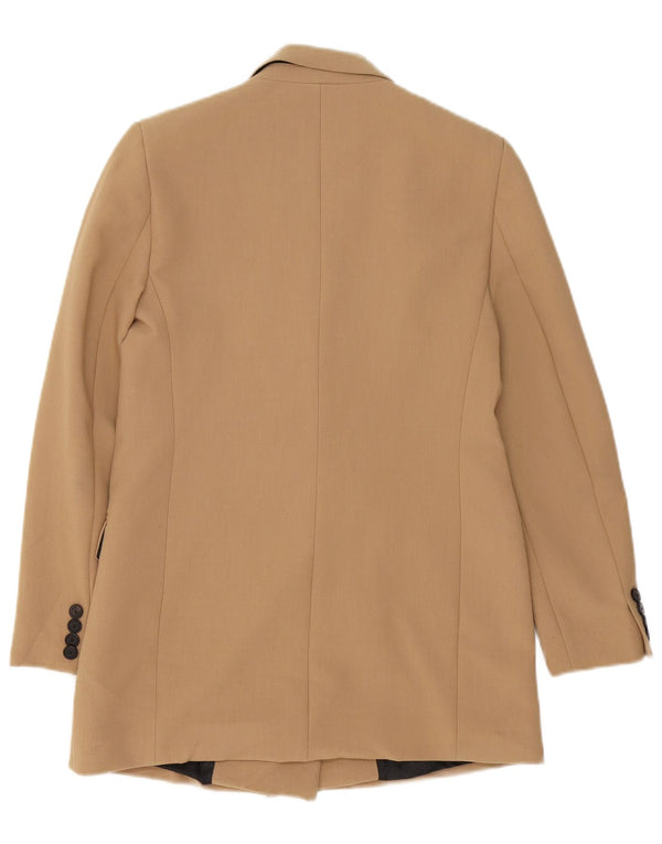 Zara Mujer Chaqueta Blazer Extragrande De Doble Botonadura UK 6 XS Beige