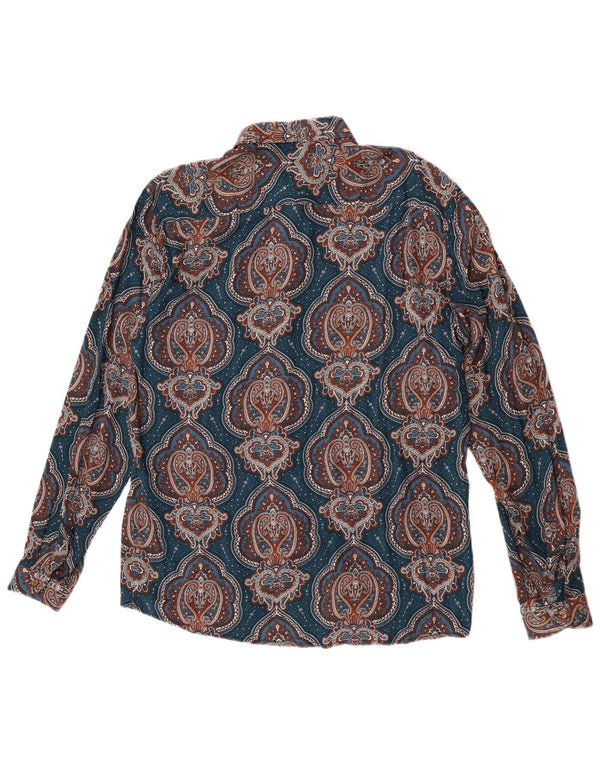 Over/D Mens Shirt 2XL Blue Paisley Viscose