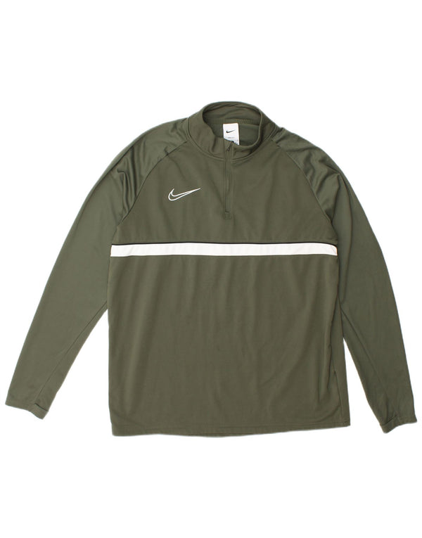 Nike Dri Fit - Chándal con cremallera y cuello para hombre, talla grande, poliéster verde