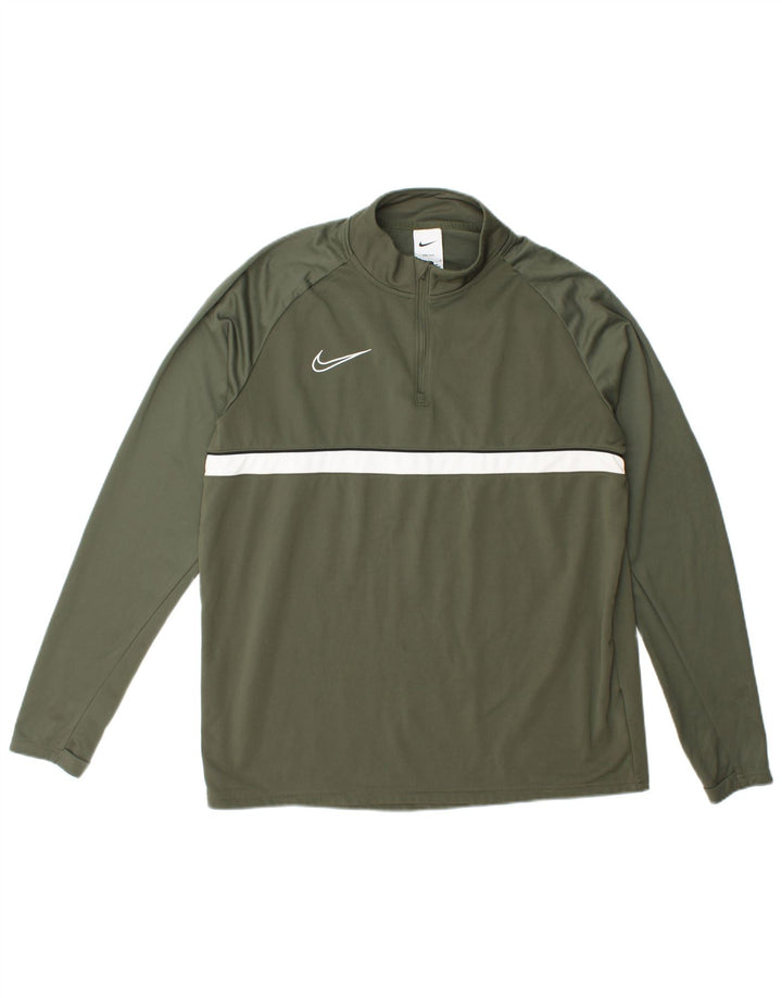 Nike Dri Fit - Chándal con cremallera y cuello para hombre, talla grande, poliéster verde