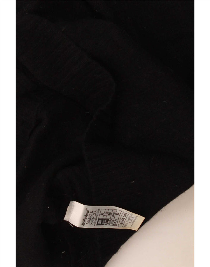 Marks & Spencer Suéter tipo cárdigan para mujer UK 8 Small Lana de cordero negra