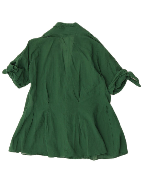Zara Mujer Blusa Camisa Manga Corta UK 6 XS Algodón Verde