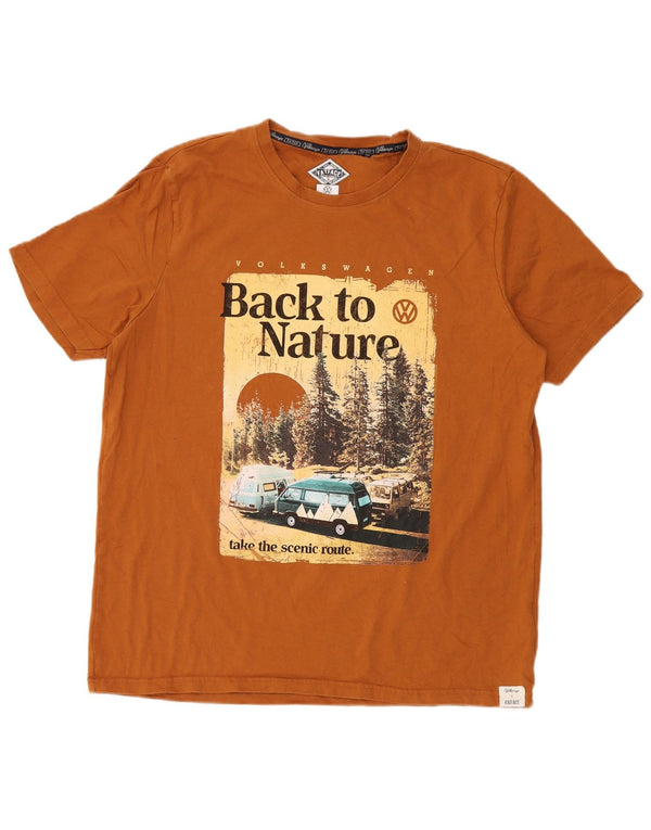Fat Face Camiseta gráfica para hombre Top XL Algodón marrón