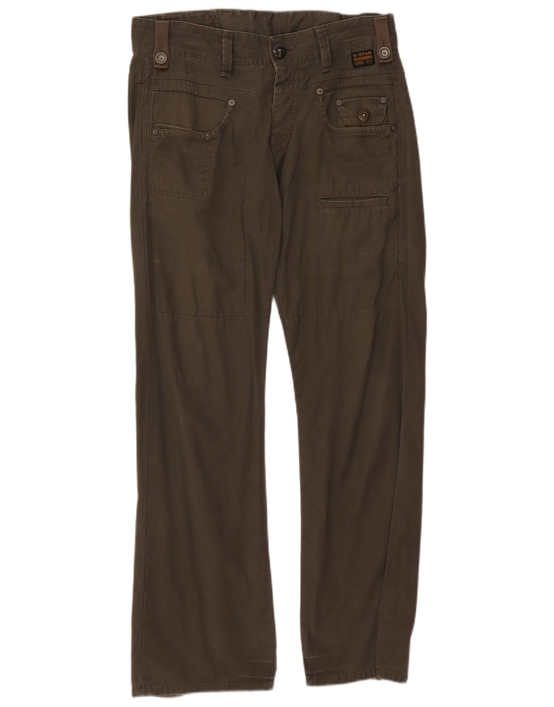 G-STAR Mujer 3301 Pantalones Cargo Rectos W33 L32 Algodón Caqui