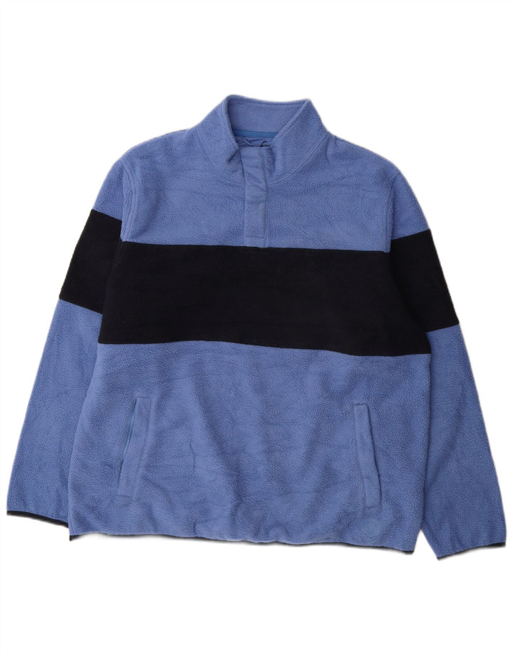 Marks & Spencer Jersey de forro polar con cuello de botón para hombre XL Azul Colorblock