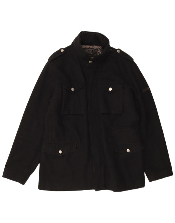Ben Sherman Chaqueta utilitaria para hombre UK 40 Large Lana negra