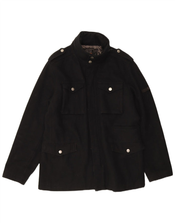 Ben Sherman Chaqueta utilitaria para hombre UK 40 Large Lana negra