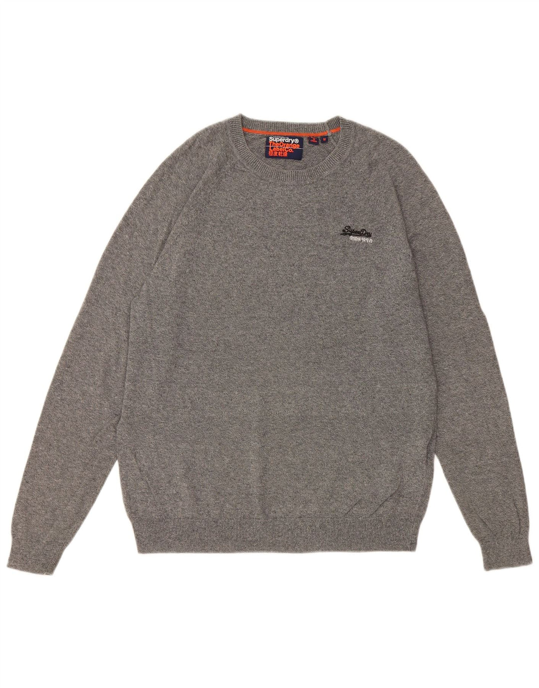 Superdry Jersey con cuello redondo para hombre de algodón moteado en gris medio