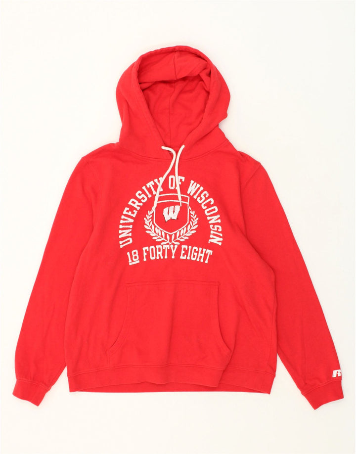 VINTAGE Mens Graphic Hoodie Jumper Medium Red Cotton Vintage Vintage and Second-Hand Vintage from Messina Hembry 