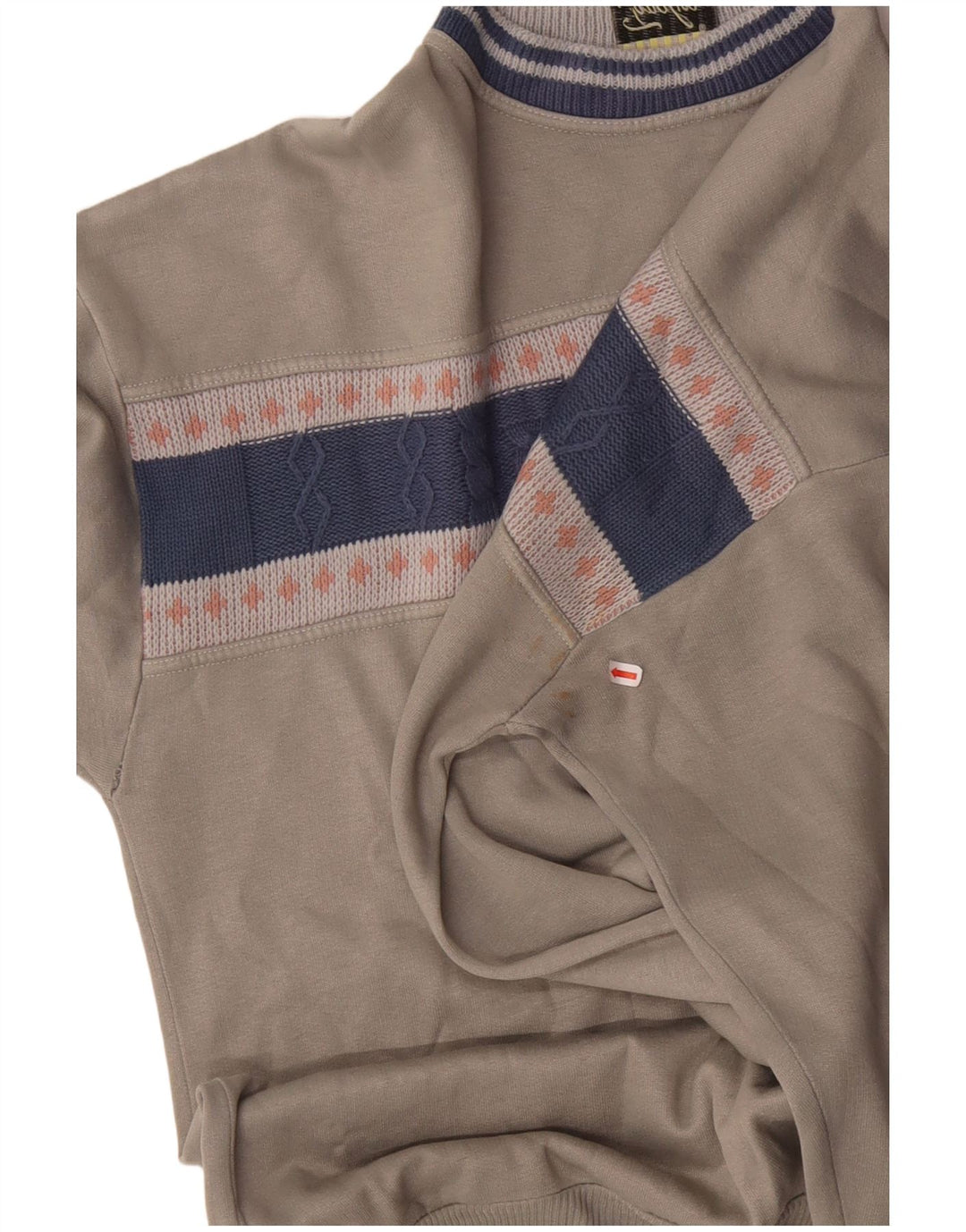 Vintage hombres sudadera gráfica jumper XL gris colorblock acrílico