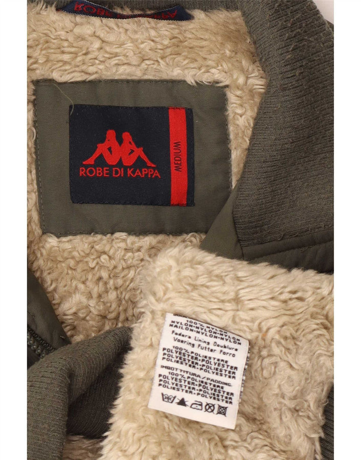 Kappa Chaqueta Bomber Sherpa para Hombre UK 38 Medium Caqui Nylon