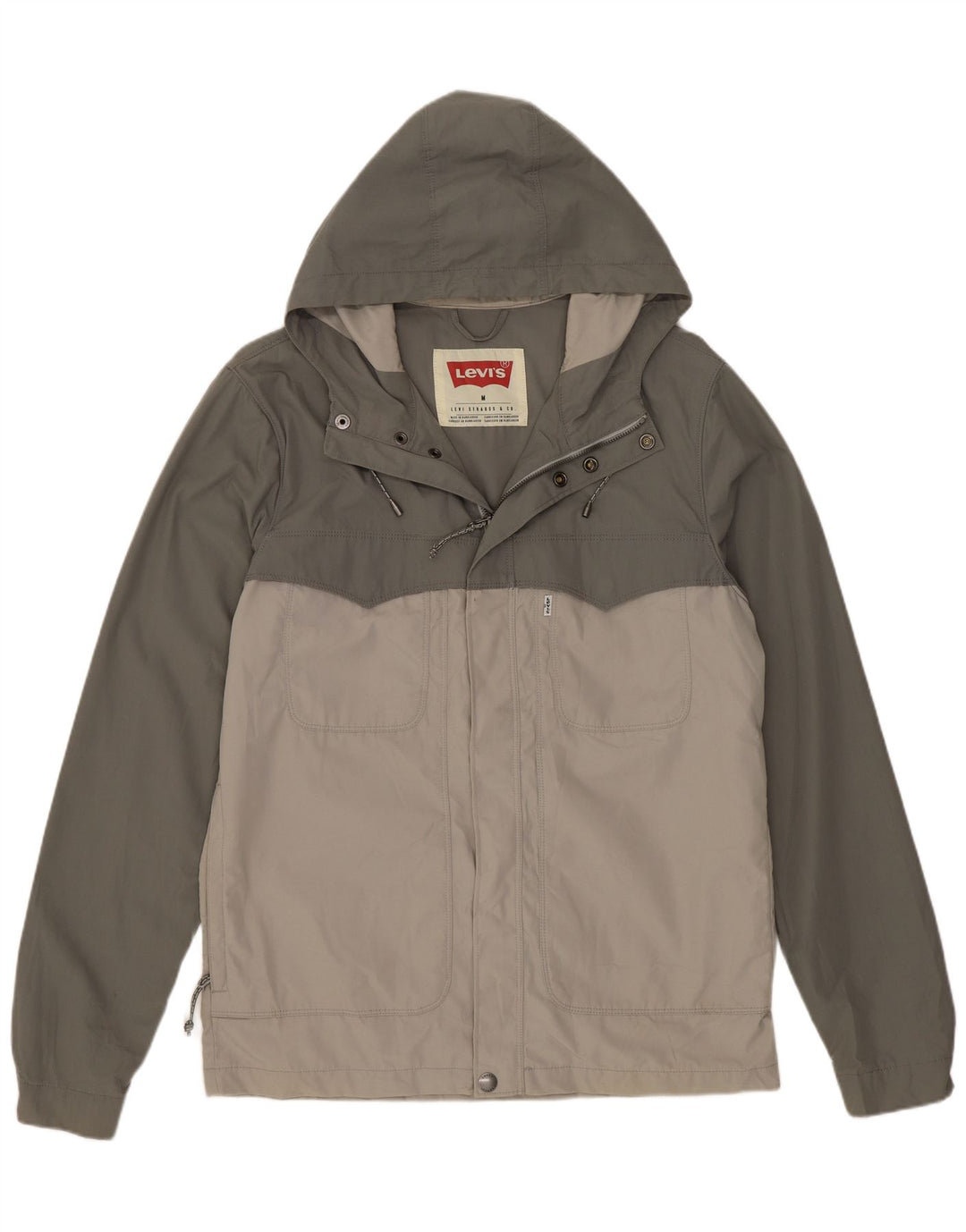 Levi's Chaqueta impermeable con capucha para hombre UK 38 Poliéster color block verde medio