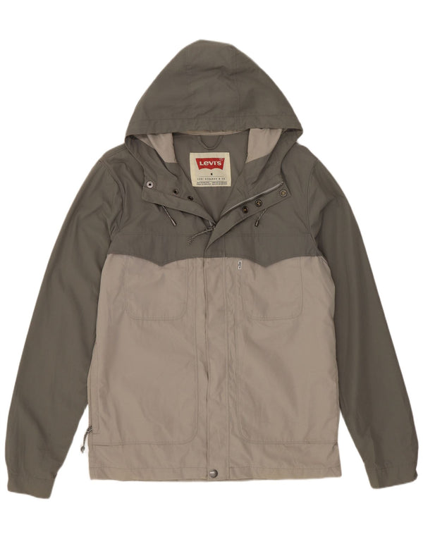 Levi's Chaqueta impermeable con capucha para hombre UK 38 Poliéster color block verde medio