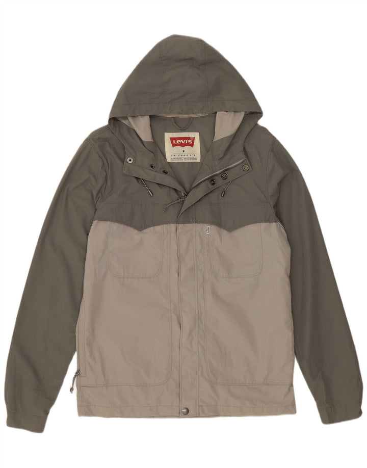 Levi's Chaqueta impermeable con capucha para hombre UK 38 Poliéster color block verde medio