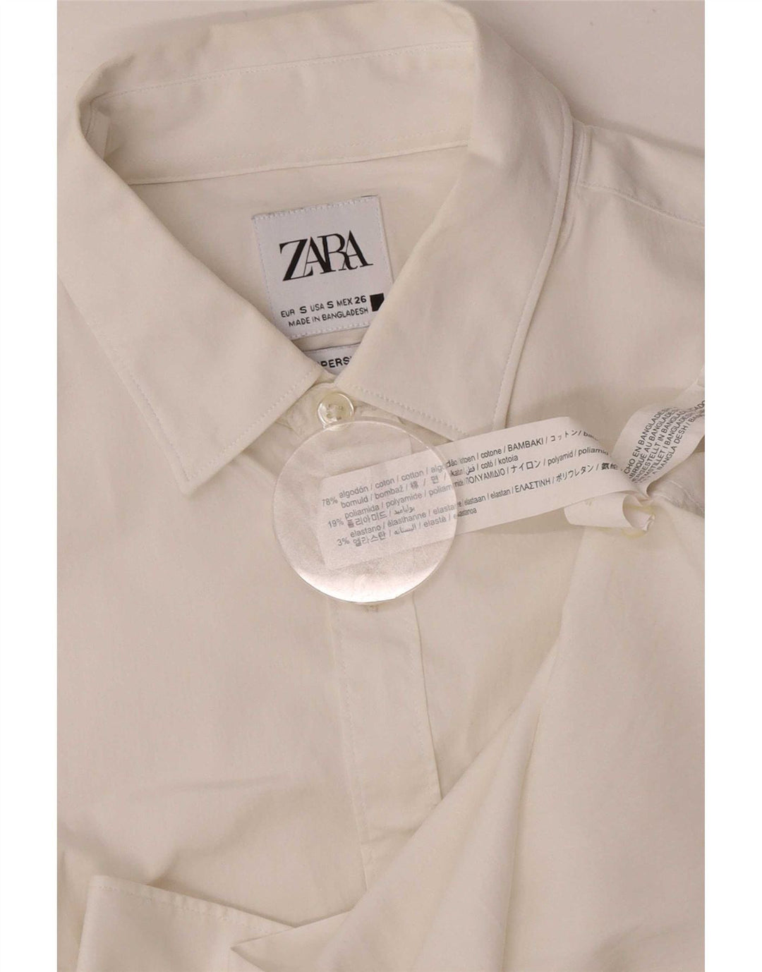 Zara Mujer Camisa UK 10 Small Algodón Blanco
