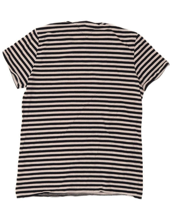 TOMMY HILFIGER Camiseta extra delgada para hombre Top grande de algodón a rayas azul marino