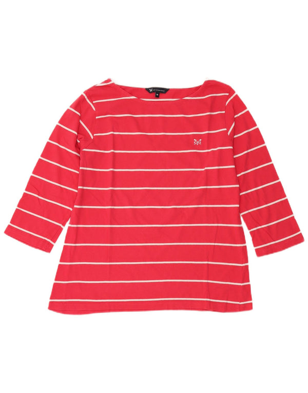 Crew Clothing Top para mujer manga 3/4 UK 40 Algodón de rayas rojas medianas