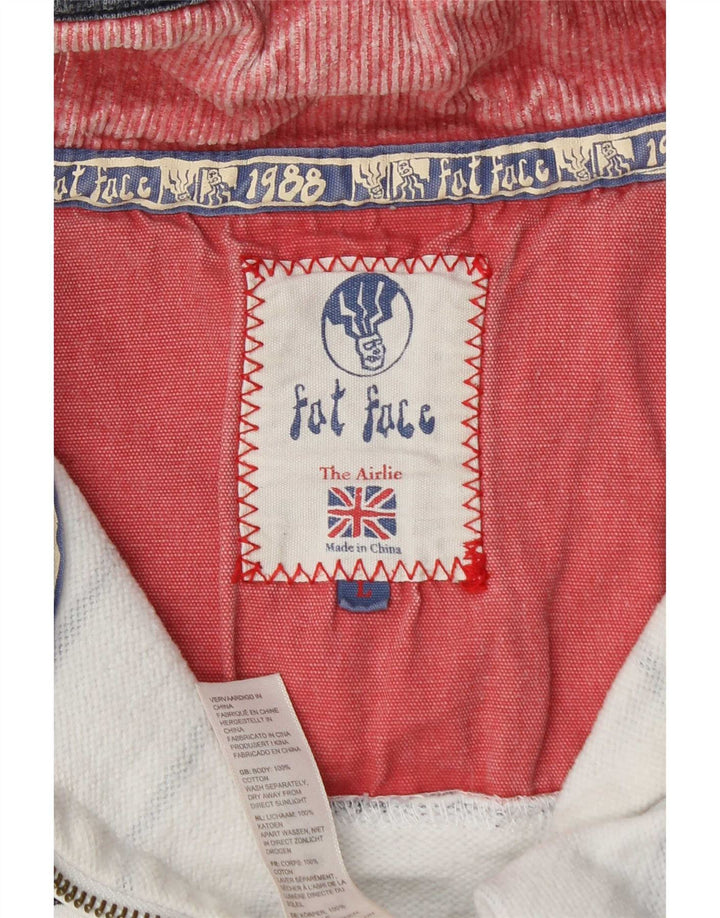 Sudadera con capucha y cuello con cremallera para hombre de Fat Face, jersey grande de algodón a rayas blancas