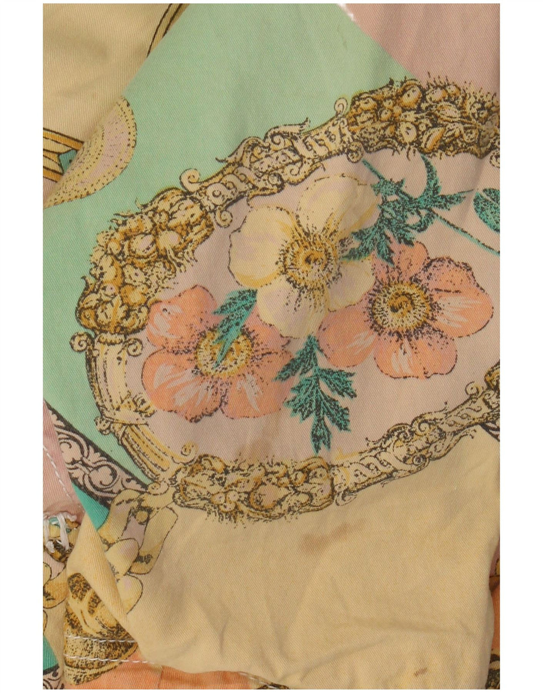 Vintage mujer crop bomber chaqueta Reino Unido 12 algodón floral multicolor medio