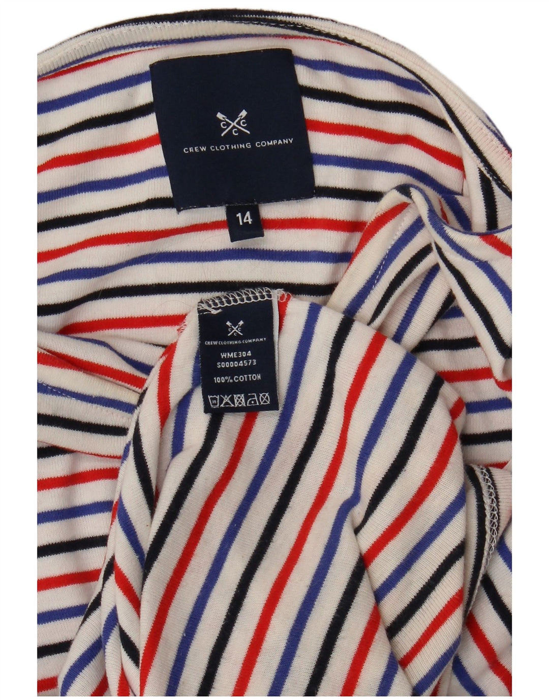 CREW CLOTHING Camiseta para mujer Top UK 40 Mediana Algodón a rayas multicolor