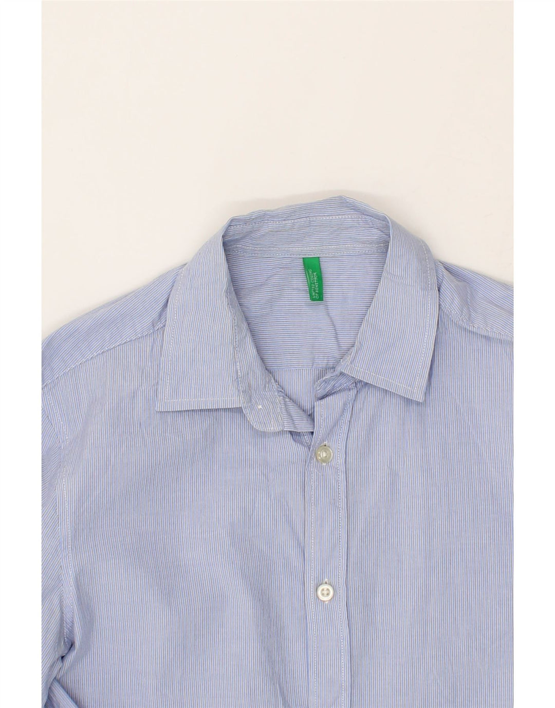 BENETTON Mens Shirt Small Blue Pinstripe Cotton Vintage Benetton and Second-Hand Benetton from Messina Hembry 