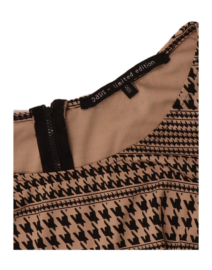 Blusa Oasis para mujer Top UK 42 Medium Beige Houndstooth