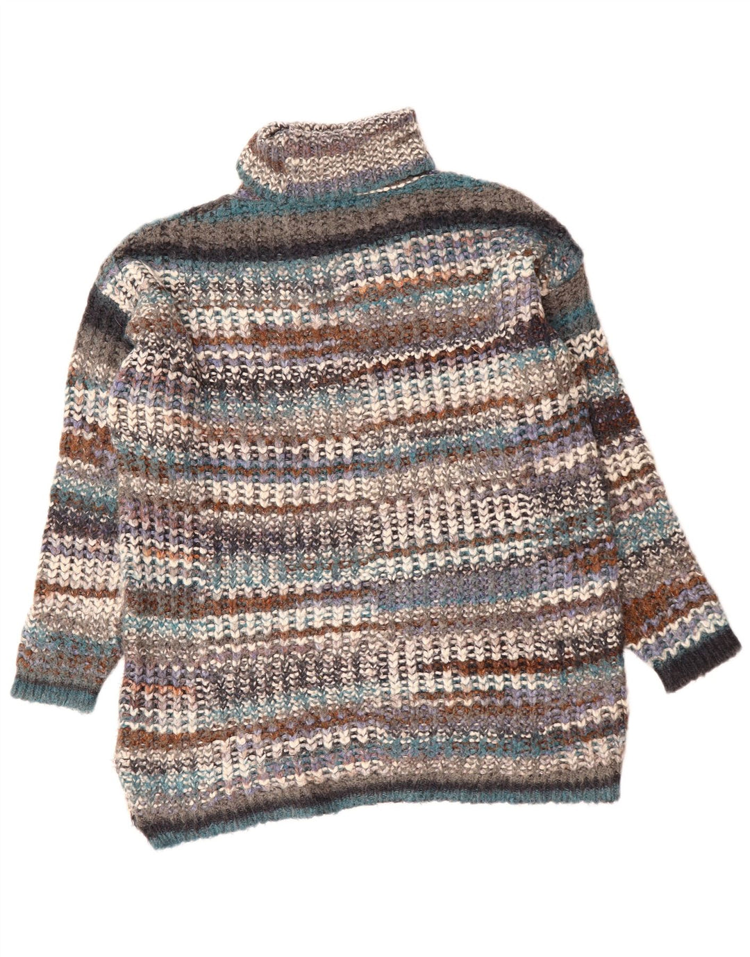 ZARA Suéter tipo jersey con cuello vuelto para mujer UK 40 Mediano Rayas multicolores
