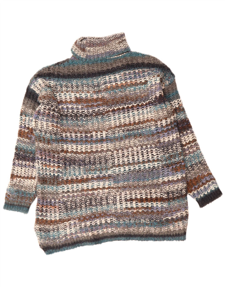 ZARA Suéter tipo jersey con cuello vuelto para mujer UK 40 Mediano Rayas multicolores