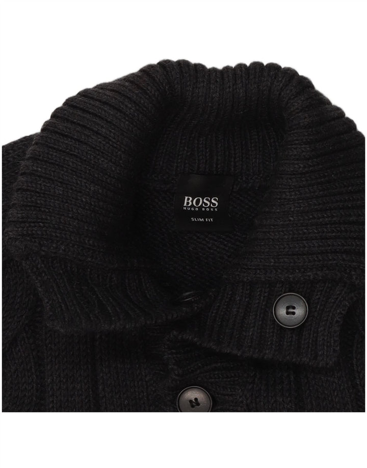 Hugo Boss Suéter tipo jersey con cuello y botones y ajuste delgado para hombre XL Gris