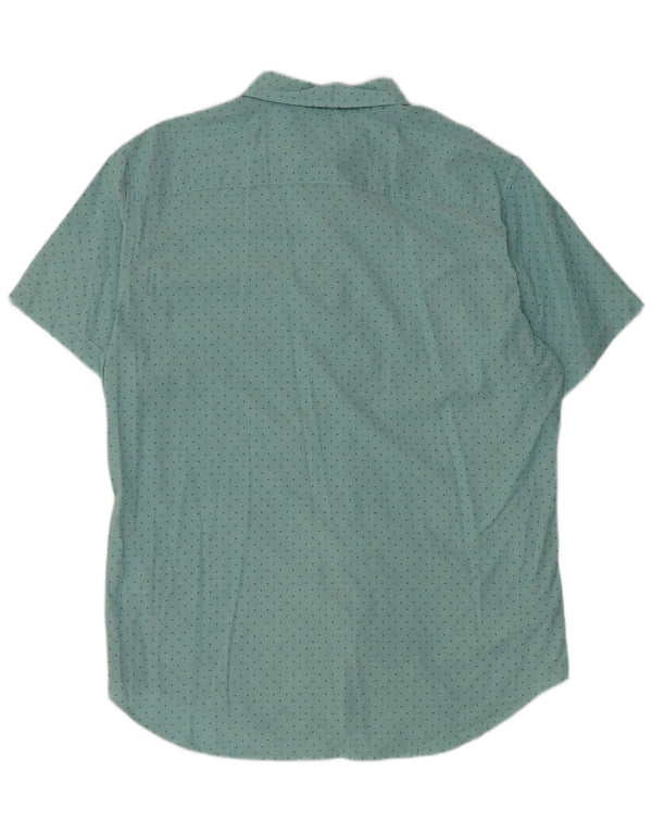 BONOBOS Camisa Slim Fit de Manga Corta para Hombre de algodón con Lunares Azules Grandes