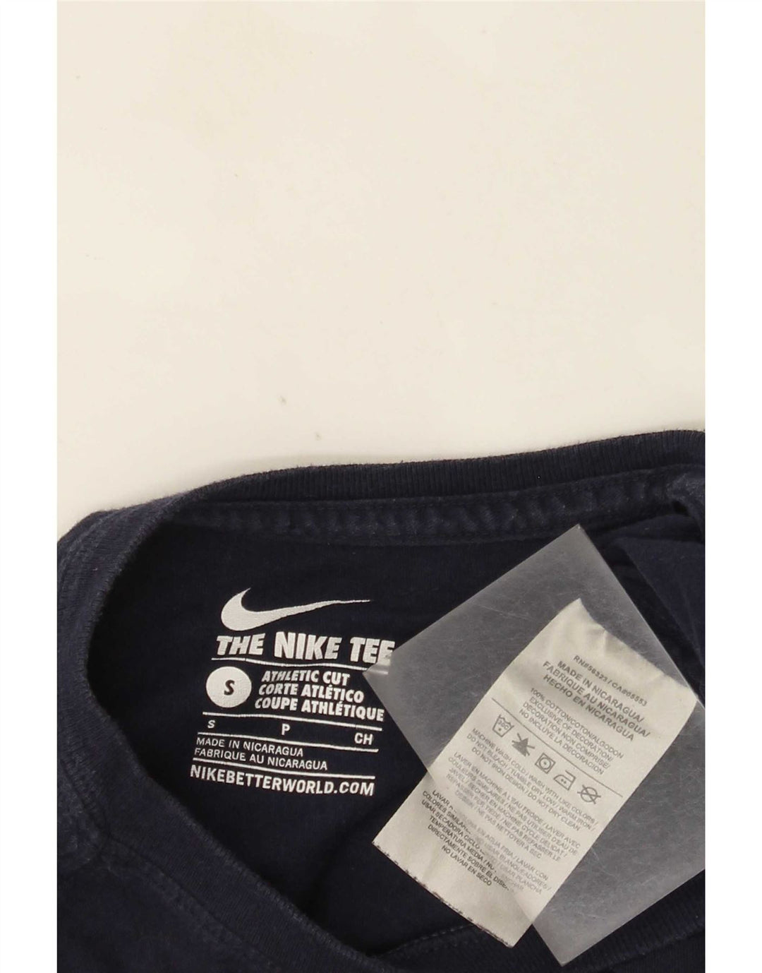 Nike Camiseta de corte atlético para hombre, talla pequeña, algodón azul marino
