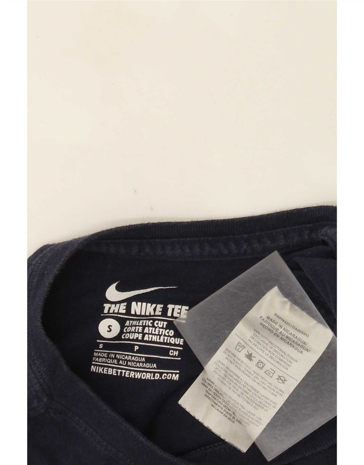 Nike Camiseta de corte atlético para hombre, talla pequeña, algodón azul marino