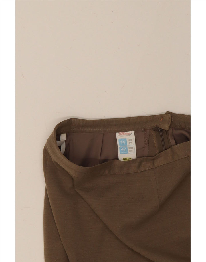ST MICHAEL Womens A-Line Skirt UK 14 Medium W28 Beige Acrylic Vintage St Michael and Second-Hand St Michael from Messina Hembry 