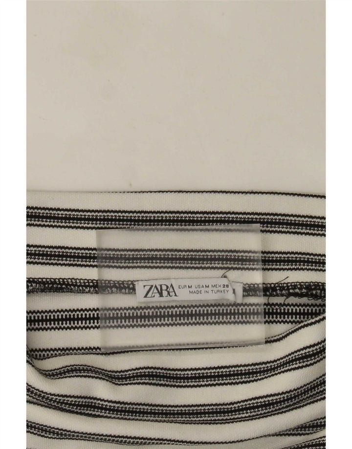 Zara Top corto con hombros descubiertos para mujer Reino Unido 40 Mediano Rayas blancas