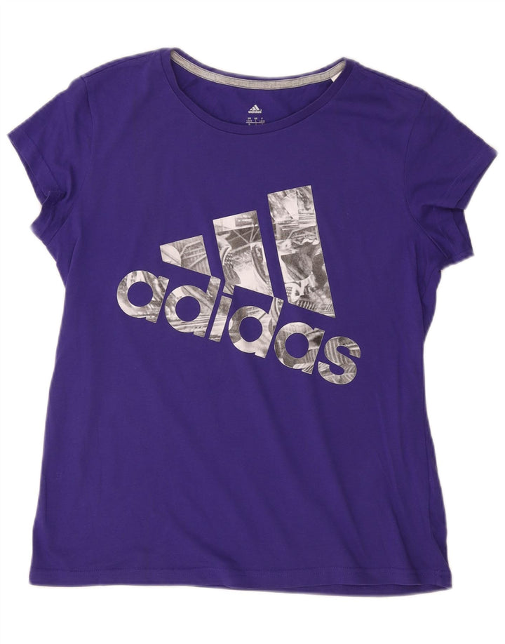 ADIDAS Mujer Climalite Graphic Camiseta Top UK 40/40 Grande Algodón Púrpura