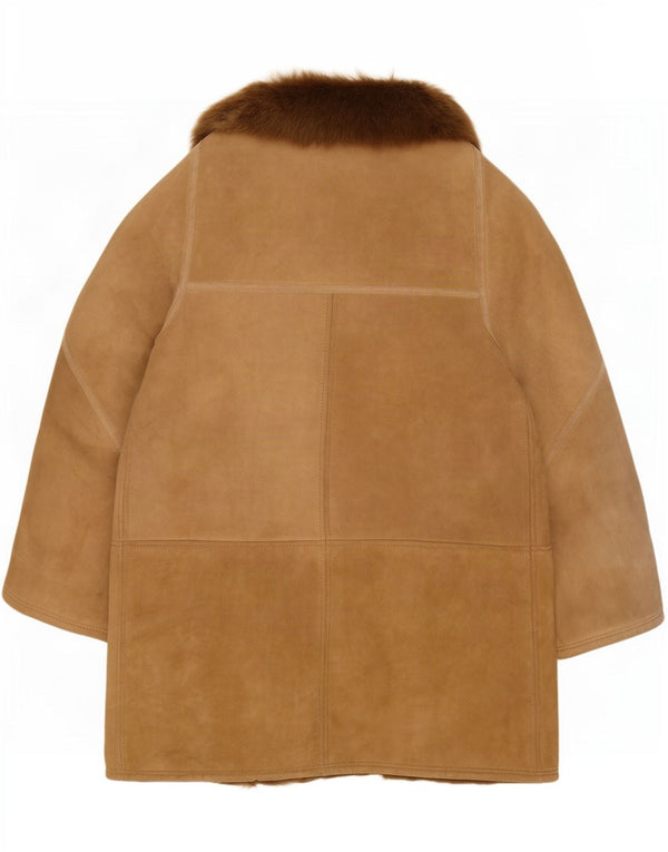 Chaqueta de piel de oveja vintage para mujer IT 48 XL Marrón