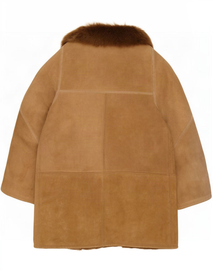 Chaqueta de piel de oveja vintage para mujer IT 48 XL Marrón