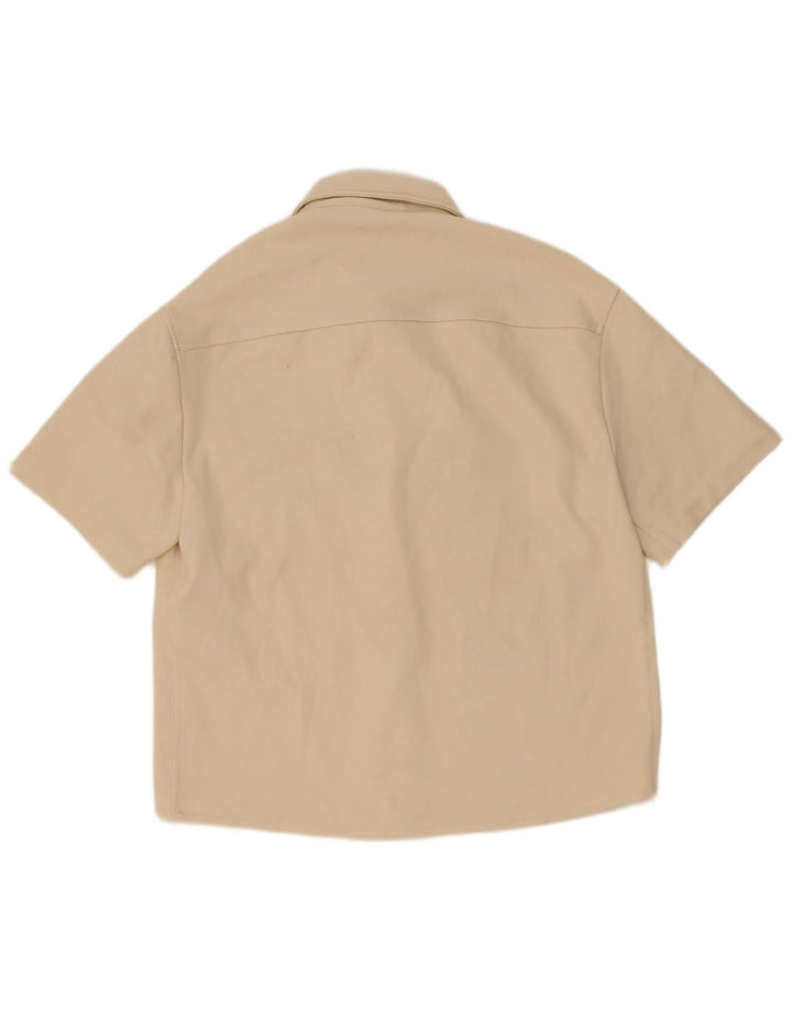 Zara Hombre Camisa Manga Corta Poliéster Beige Medio