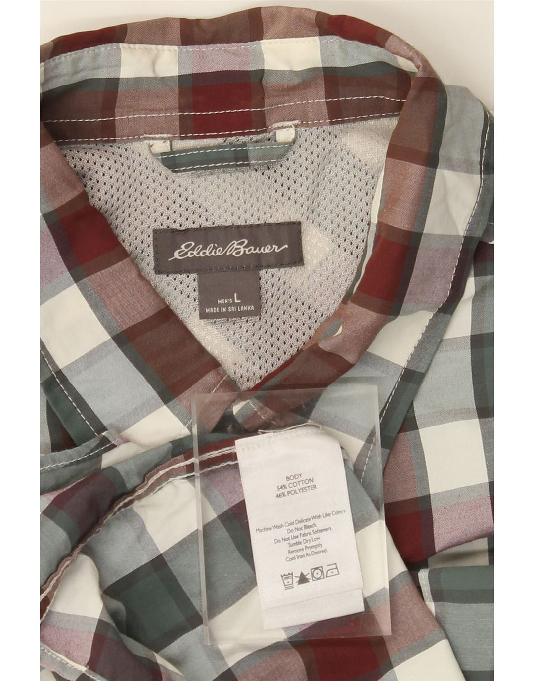 EDDIE BAUER Camisa de manga corta para hombre de algodón con cuadros multicolores grandes