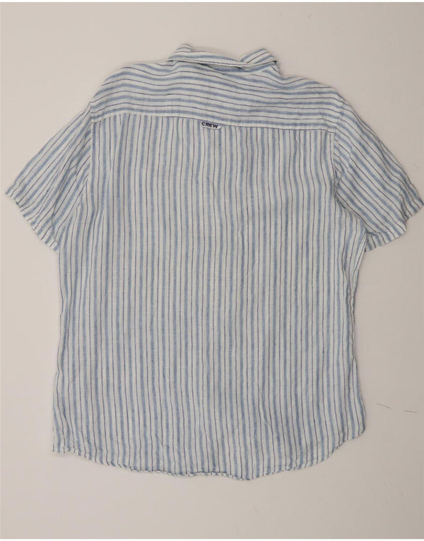 Crew Clothing Camisa de manga corta para hombre de lino a rayas azules grandes