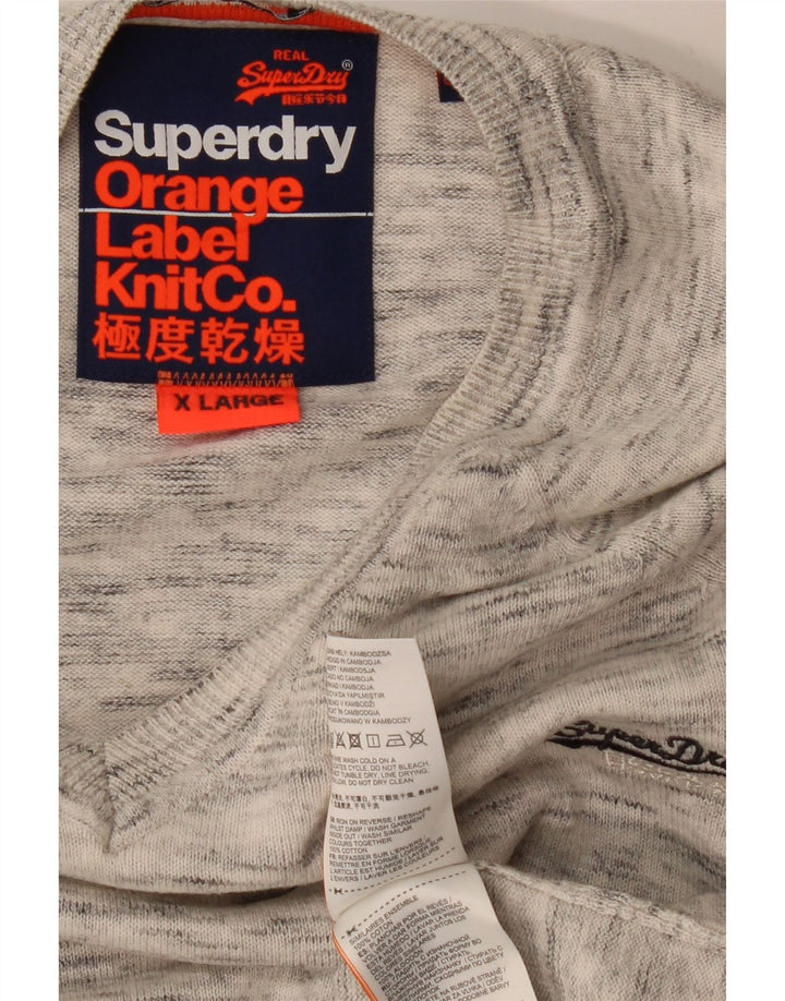 SUPERDRY Jersey con cuello en V para mujer UK 40 XL Algodón moteado gris