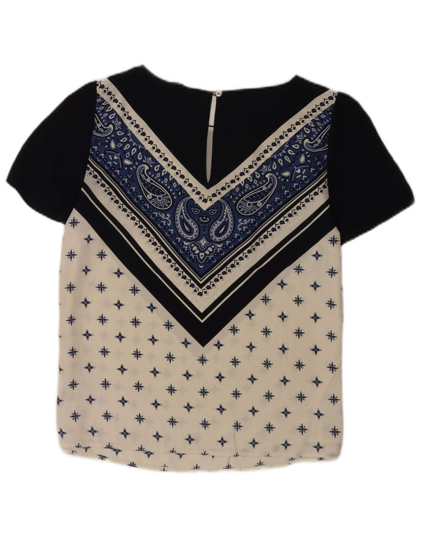 Oasis Blusa para mujer Top UK 10 Small Azul marino Paisley Poliéster