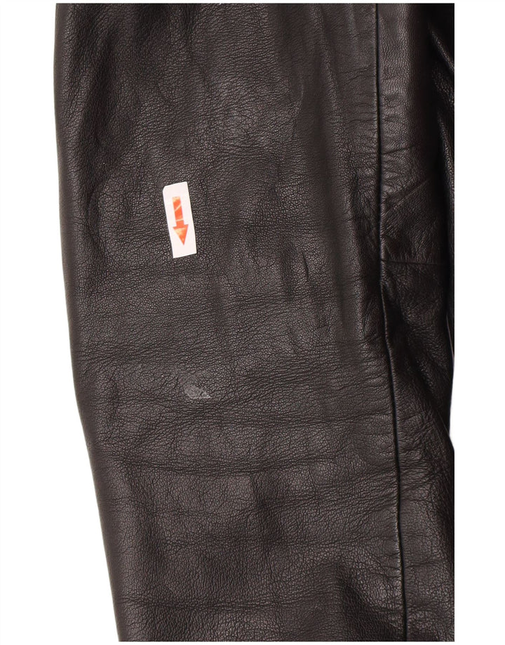 Vintage mujer chaqueta de cuero Reino Unido 12 cuero negro medio