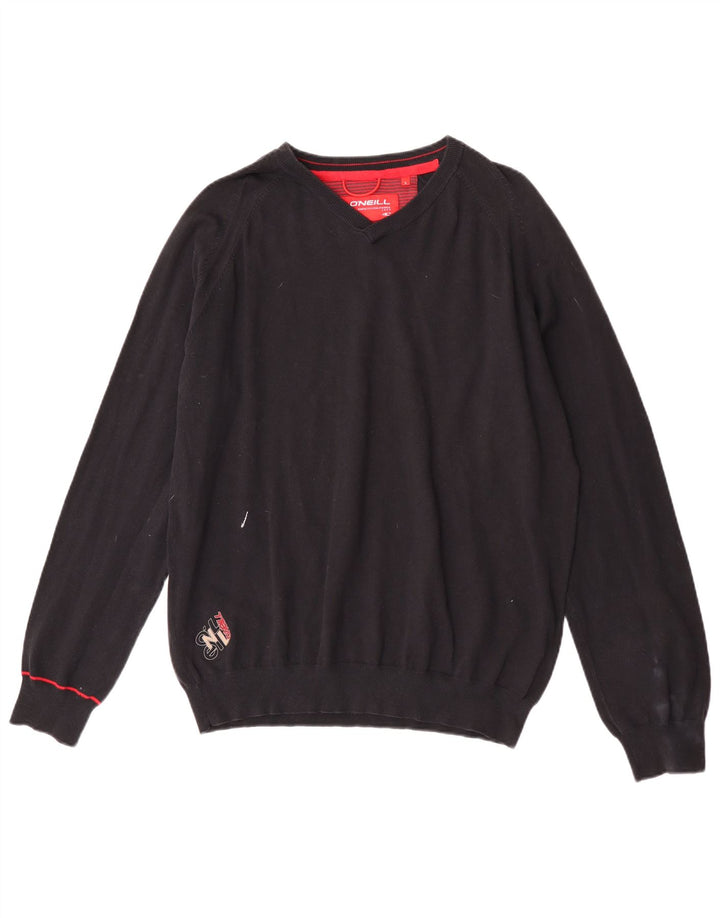 O'Neill - Jersey con cuello en V para hombre, talla grande, algodón negro