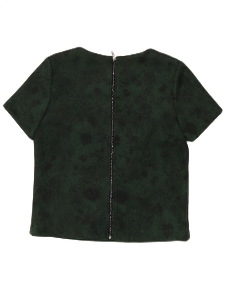 FRNCH Blusa corta para mujer Top UK 46 Poliéster floral verde pequeño