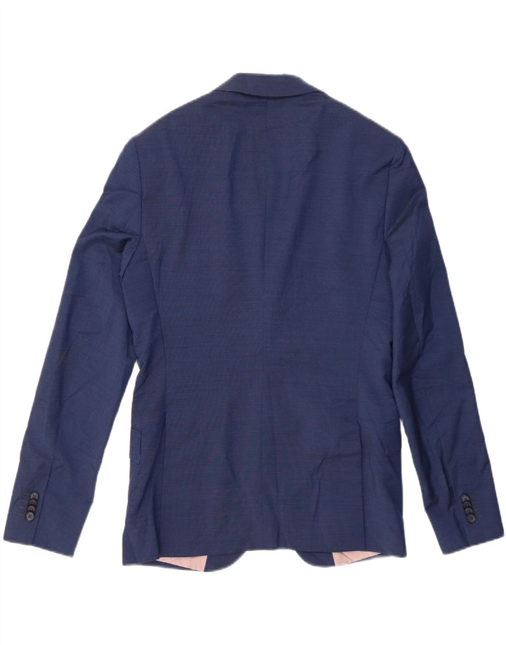 Zara Chaqueta tipo blazer de 2 botones para hombre EU 46 Small Blue Wool