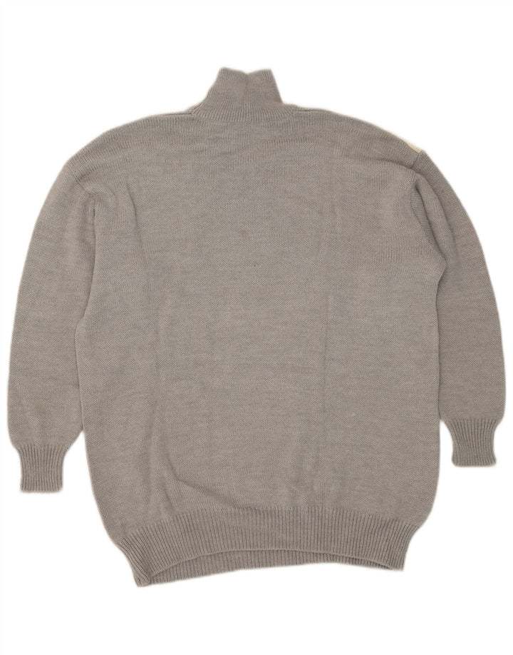 VELENO Jersey de cuello alto para hombre, suéter grande gris Argyle/lana de diamante