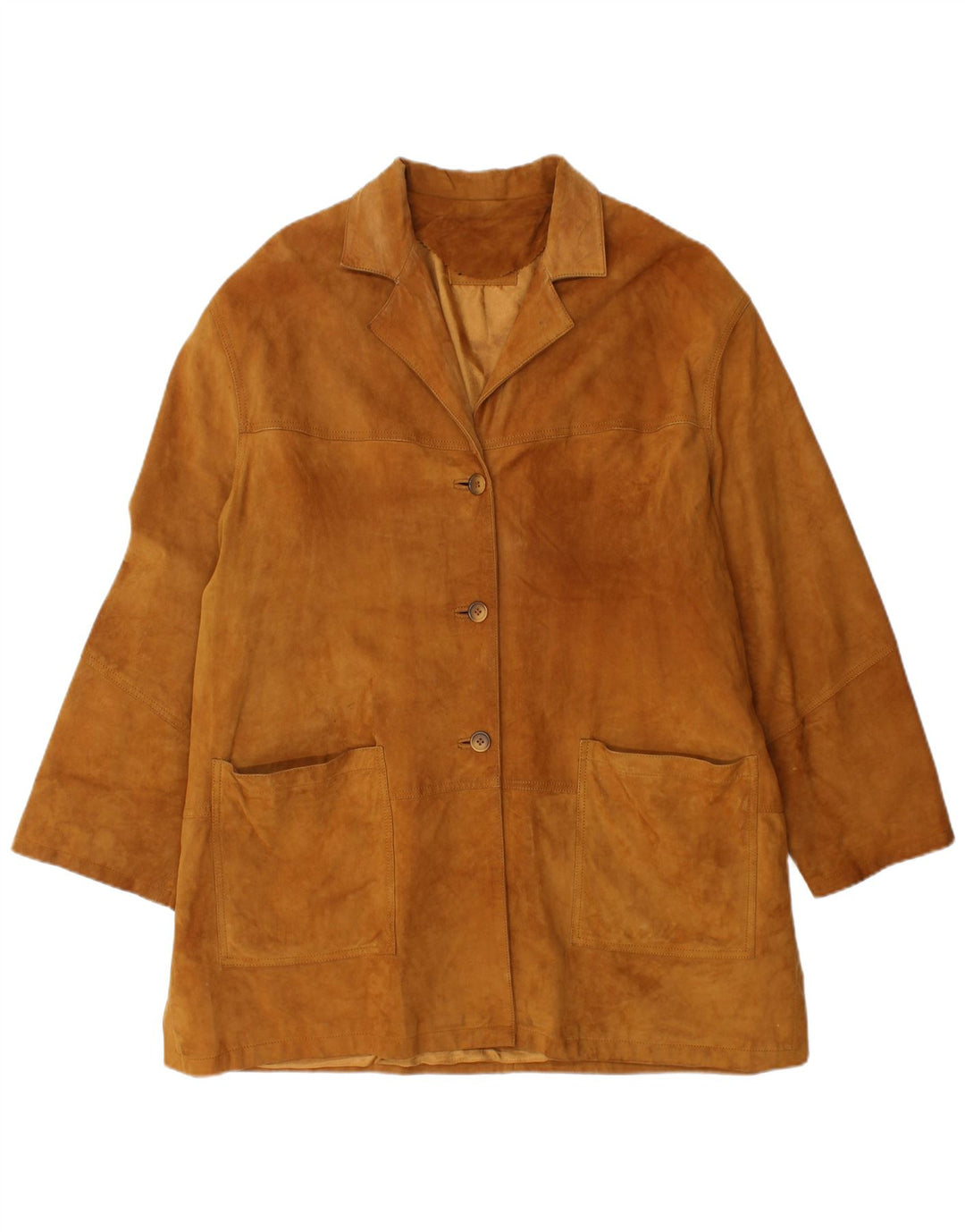 VINTAGE Chaqueta de ante para mujer Reino Unido 18 XL Cuero marrón