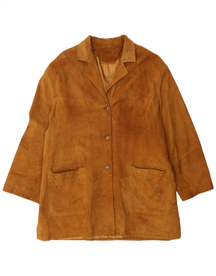 VINTAGE Chaqueta de ante para mujer Reino Unido 18 XL Cuero marrón