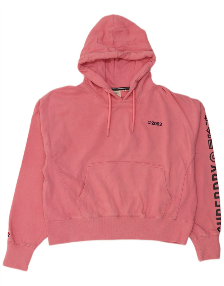 SUPERDRY Jersey con capucha extragrande con gráfico recortado para mujer UK 46 Large Pink